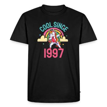 Cool depuis 1997 Dabbing Unicorn 25ème anniversaire - T-shirt Premium bio Homme - noir - Devant - Nico (187cm)