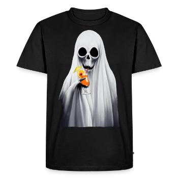 Fantôme avec cocktail Halloween Horror Party Drôle - T-shirt Premium bio Homme - noir - Devant - Nico (187cm)