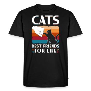 Meilleurs amis pour la vie des chats - T-shirt Premium bio Homme - noir - Devant - Nico (187cm)