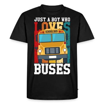 Vintage Just a boy who loves Buses - Men's Premium Organic T-Shirt - black - Front - Nico (187cm)