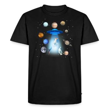 Space,Dog,Dog,UFO,Planet,Spaceship - Men's Premium Organic T-Shirt - black - Front - Nico (187cm)