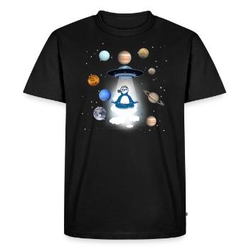 UFO,Space,Planet,Alien,Astronaut,Sloth - Men's Premium Organic T-Shirt - black - Front - Nico (187cm)