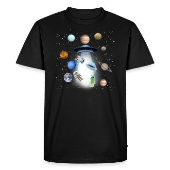 UFO,Space,Planet,Alien,Astronaut,Stars - Men's Premium Organic T-Shirt - black - Front - Nico (187cm)