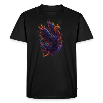Oiseau phénix mythique avec flammes - T-shirt Premium bio Homme - noir - Devant - Nico (187cm)