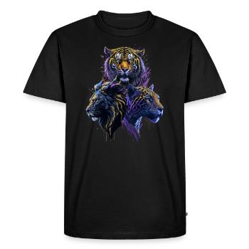 The Mighty Trio: Tiger, Lion, and Jaguar - Men's Premium Organic T-Shirt - black - Front - Nico (187cm)