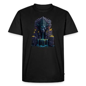 Statue du totem de la tête maya avec eau et feu Elemen - T-shirt Premium bio Homme - noir - Devant - Nico (187cm)