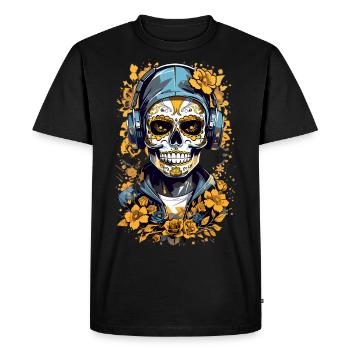 Crâne de sucre doré - T-shirt Premium bio Homme - noir - Devant - Nico (187cm)