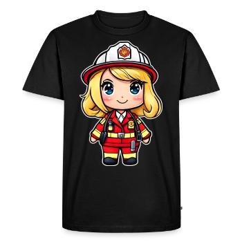 Femme pompier mignonne - T-shirt Premium bio Homme - noir - Devant - Nico (187cm)