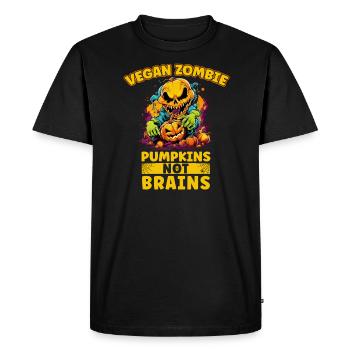 Pas de cervelle de citrouille végétalienne pour - T-shirt Premium bio Homme - noir - Devant - Nico (187cm)