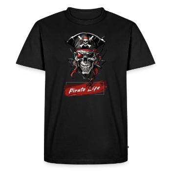 Pirate Life - Men's Premium Organic T-Shirt - black - Front - Nico (187cm)