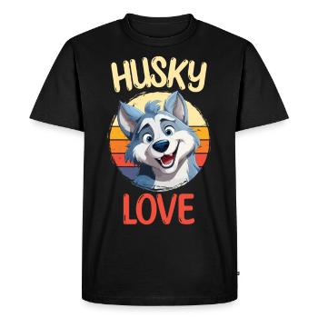 Husky Love Chien de traîneau Chien Race de chien Hiver - T-shirt Premium bio Homme - noir - Devant - Nico (187cm)
