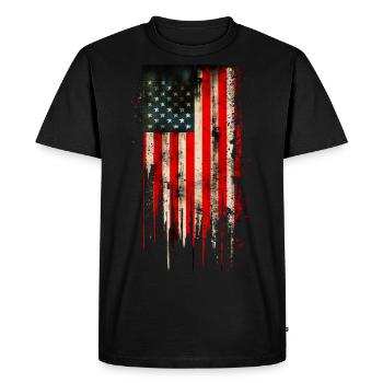Drapeau américain grunge - T-shirt Premium bio Homme - noir - Devant - Nico (187cm)