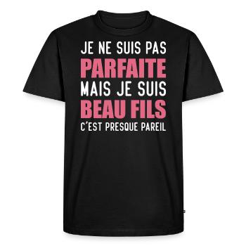 Je Ne Suis Pas Parfaite Mais Je Suis Beau Fils - T-shirt Premium bio Homme - noir - Devant - Nico (187cm)