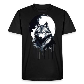 Wolf,Moon,Landscape,Ink,Painting - Men's Premium Organic T-Shirt - black - Front - Nico (187cm)
