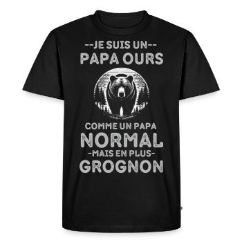 Papa Ours papa grognon - T-shirt Premium bio Homme - noir - Devant - Nico (187cm)