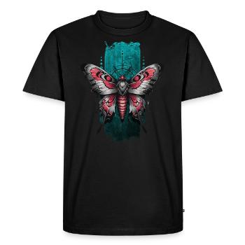 Papillon majestueux aux ailes de couleur rouge - T-shirt Premium bio Homme - noir - Devant - Nico (187cm)