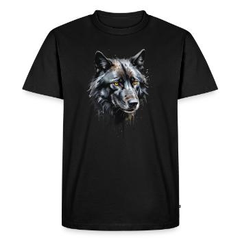 Majestueux loup noir aquarelle - Beauté nocturne - T-shirt Premium bio Homme - noir - Devant - Nico (187cm)