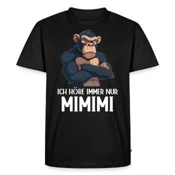 Singe Chimpanzé J’entends toujours Mimimi - T-shirt Premium bio Homme - noir - Devant - Nico (187cm)