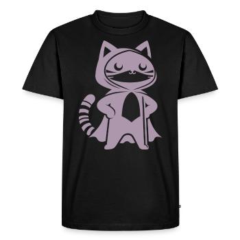 Super-héros Chat Silhouette Cape Minimaliste - T-shirt Premium bio Homme - noir - Devant - Nico (187cm)