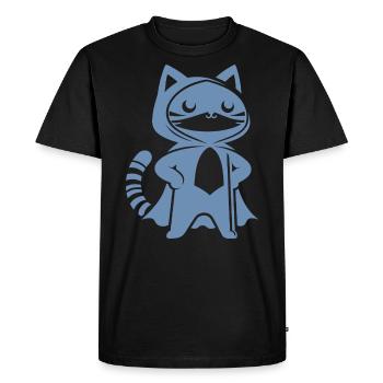 Super-héros Chat Silhouette Cape Minimaliste - T-shirt Premium bio Homme - noir - Devant - Nico (187cm)
