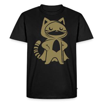Super-héros Chat Silhouette Cape Minimaliste - T-shirt Premium bio Homme - noir - Devant - Nico (187cm)