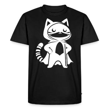 Super-héros Chat Silhouette Cape Minimaliste - T-shirt Premium bio Homme - noir - Devant - Nico (187cm)