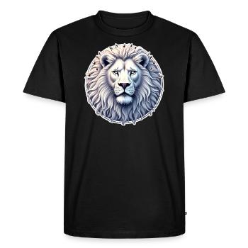 Majestic Portrait of a White Lion - Men's Premium Organic T-Shirt - black - Front - Nico (187cm)