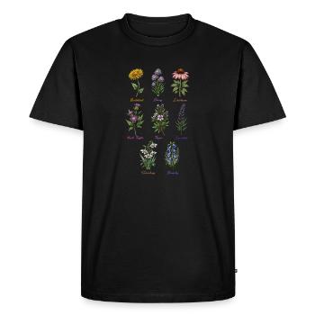 Collection d’herbes et de fleurs botaniques - T-shirt Premium bio Homme - noir - Devant - Nico (187cm)
