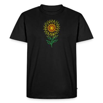 Stylized Sunflower Glow - Men's Premium Organic T-Shirt - black - Front - Nico (187cm)