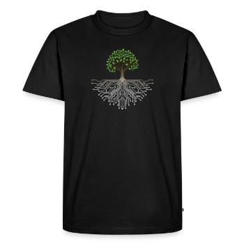 Arbre technologique : Fusion de la nature et de la technologie - T-shirt Premium bio Homme - noir - Devant - Nico (187cm)