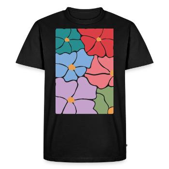 Fleurs de flore bohème - T-shirt Premium bio Homme - noir - Devant - Nico (187cm)