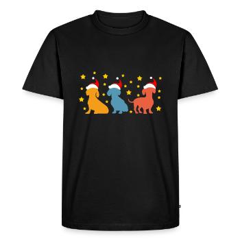 Teckel comme Père Noël Père Noël avec casquette rouge - T-shirt Premium bio Homme - noir - Devant - Nico (187cm)