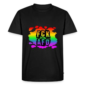 Stop AfD contre la droite, la démocratie, la diversité, la gauche - T-shirt Premium bio Homme - noir - Devant - Nico (187cm)