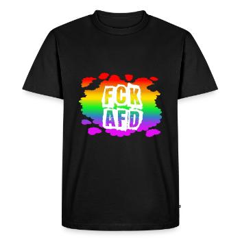 Stop AfD contre la droite, la démocratie, la diversité, la gauche - T-shirt Premium bio Homme - noir - Devant - Nico (187cm)