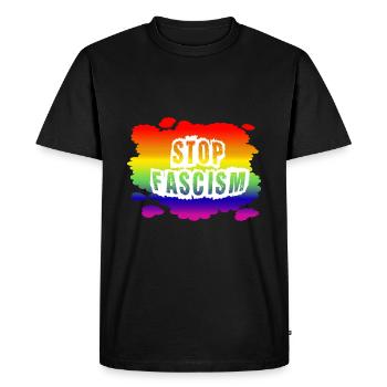 Stop AfD contre la droite, la démocratie, la diversité, la gauche - T-shirt Premium bio Homme - noir - Devant - Nico (187cm)