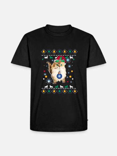 Chat noël père noël - T-shirt Premium bio Homme - noir