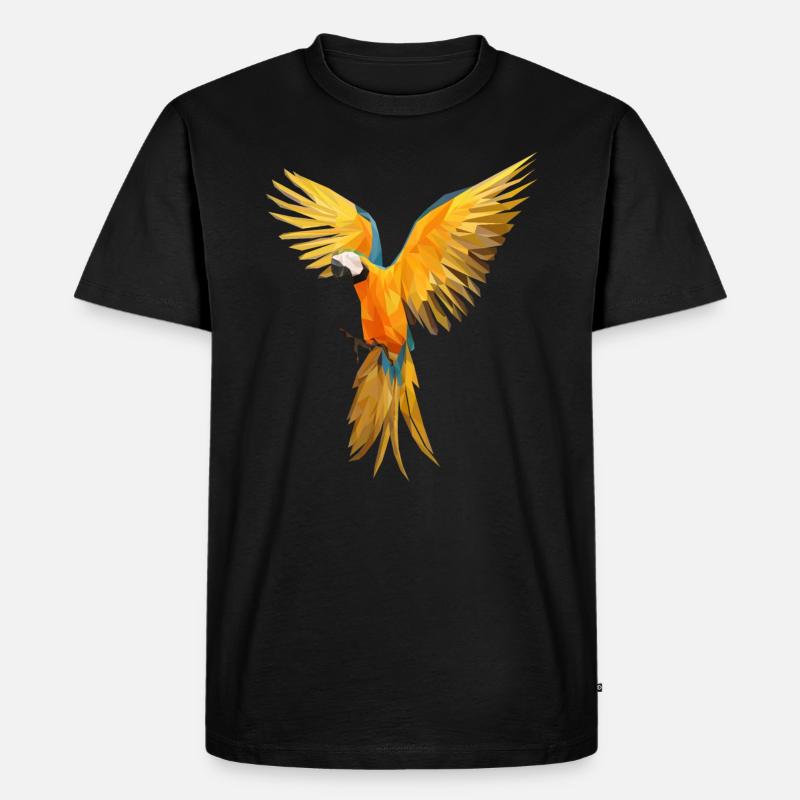 Papagei Low Poly - Männer Premium Bio T-Shirt - Schwarz