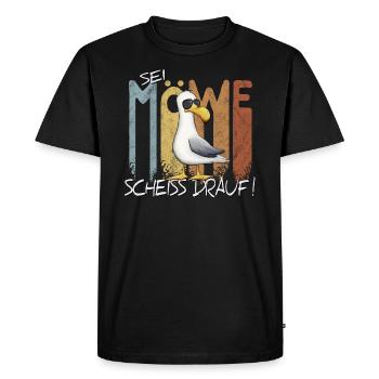 Sei Möwe Scheiß Drauf Nordsee Ostsee Scheißegal - Männer Premium Bio T-Shirt - Schwarz - Vorne - Nico (187cm)