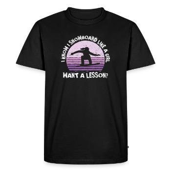 I Know I Snowboard Like A Girl Want A Lesson - Men's Premium Organic T-Shirt - black - Front - Nico (187cm)