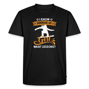 I Know I Snowboard Like A Girl, Snowboard - Men's Premium Organic T-Shirt - black - Front - Nico (187cm)