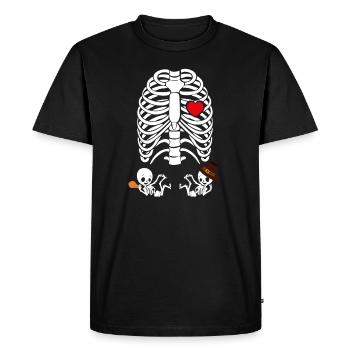 Grossesse Jumeaux Tahnksgiving Squelette - T-shirt Premium bio Homme - noir - Devant - Nico (187cm)