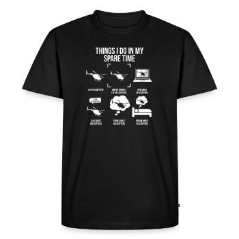 Ce que je fais pendant mon temps libre, pilote d’hélicoptère - T-shirt Premium bio Homme - noir - Devant - Nico (187cm)