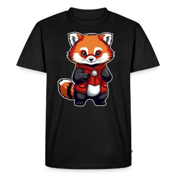 Petit panda comique rouge - T-shirt Premium bio Homme - noir - Devant - Nico (187cm)