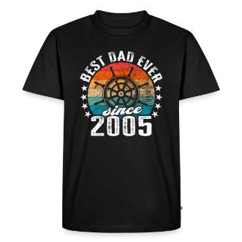 Meilleur papa du monde depuis 2005 capitaine - T-shirt Premium bio Homme - noir - Devant - Nico (187cm)