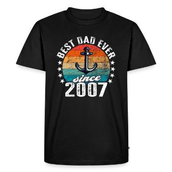 Best dad in the world since 2007 Anker - Men's Premium Organic T-Shirt - black - Front - Nico (187cm)