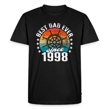 Meilleur père du monde depuis 1998 capitaine - T-shirt Premium bio Homme - noir - Devant - Nico (187cm)
