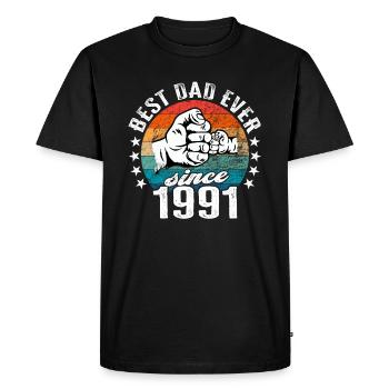Meilleur papa du monde depuis 1991 Fête des Pères - T-shirt Premium bio Homme - noir - Devant - Nico (187cm)