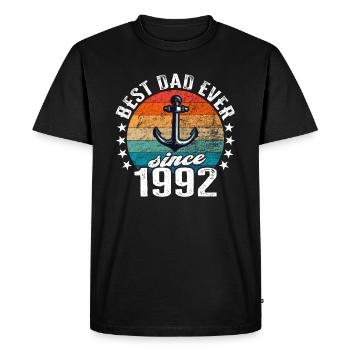 Best dad in the world since 1992 anchor - Men's Premium Organic T-Shirt - black - Front - Nico (187cm)