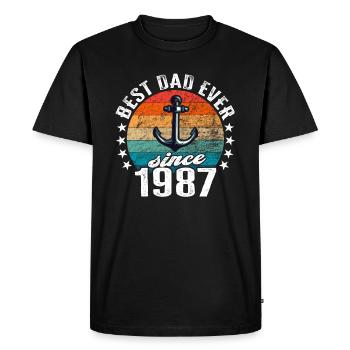 Meilleur père du monde depuis 1987 présentateur - T-shirt Premium bio Homme - noir - Devant - Nico (187cm)