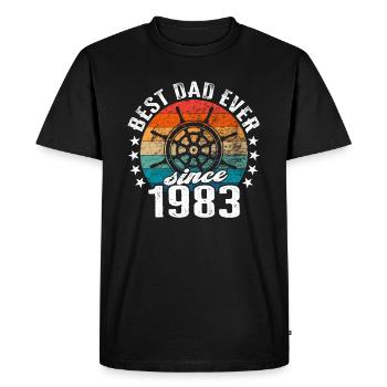 Meilleur père du monde depuis 1983 capitaine - T-shirt Premium bio Homme - noir - Devant - Nico (187cm)